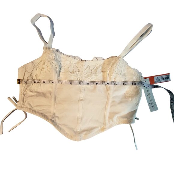 Lace-Trimmed Corset Top With Adjustable Straps By Colsie Size Large Ivory - Picture 2 of 8